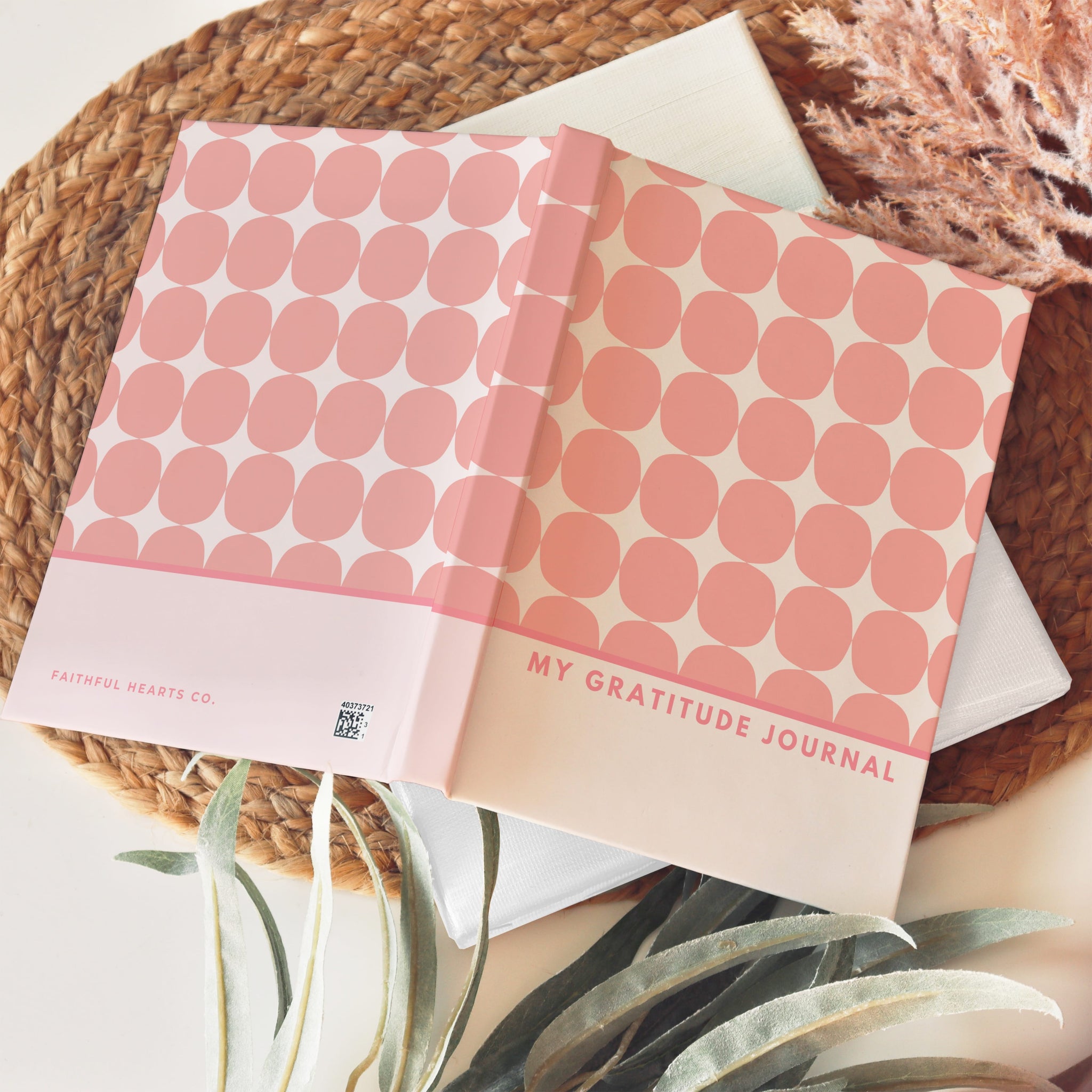 Trendy blush and coral hardback notebook for daily gratitude and journaling
