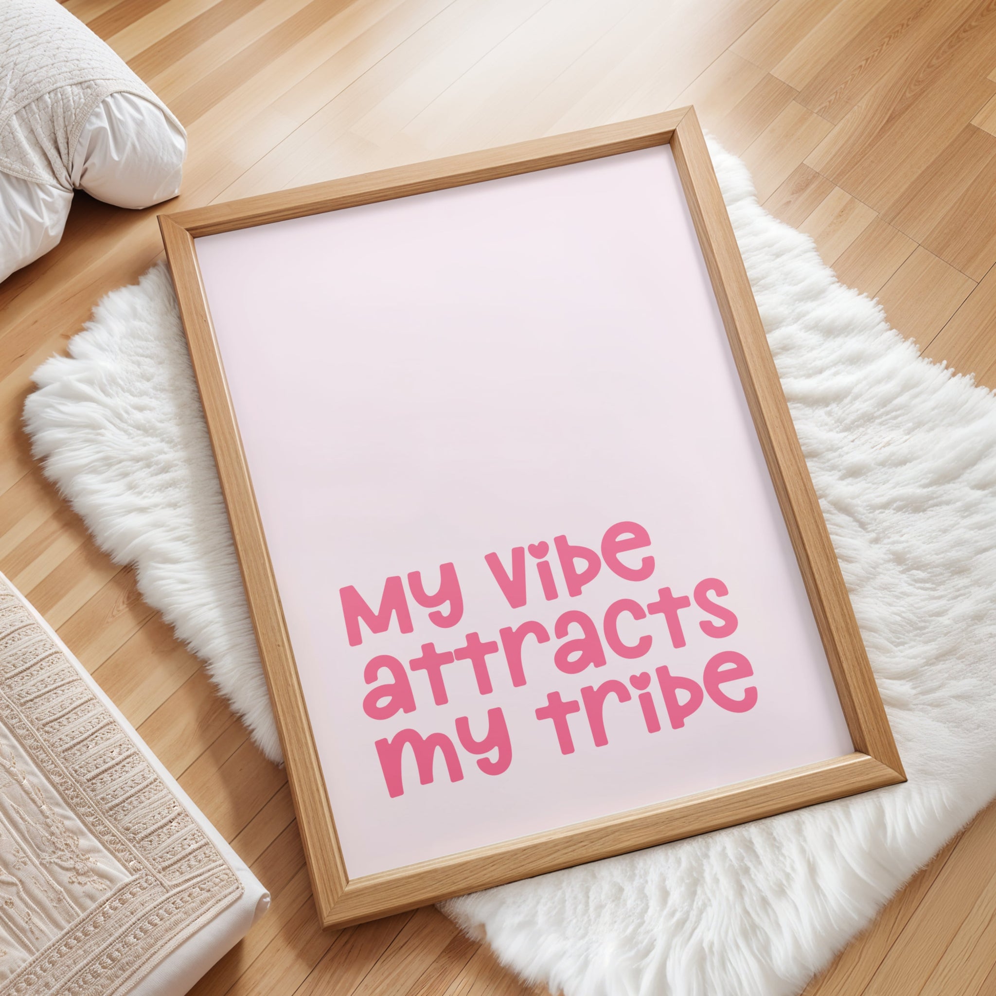 My Vibe Attracts My Tribe Print | Pink Manifestation Wall Art | Affirmation Poster