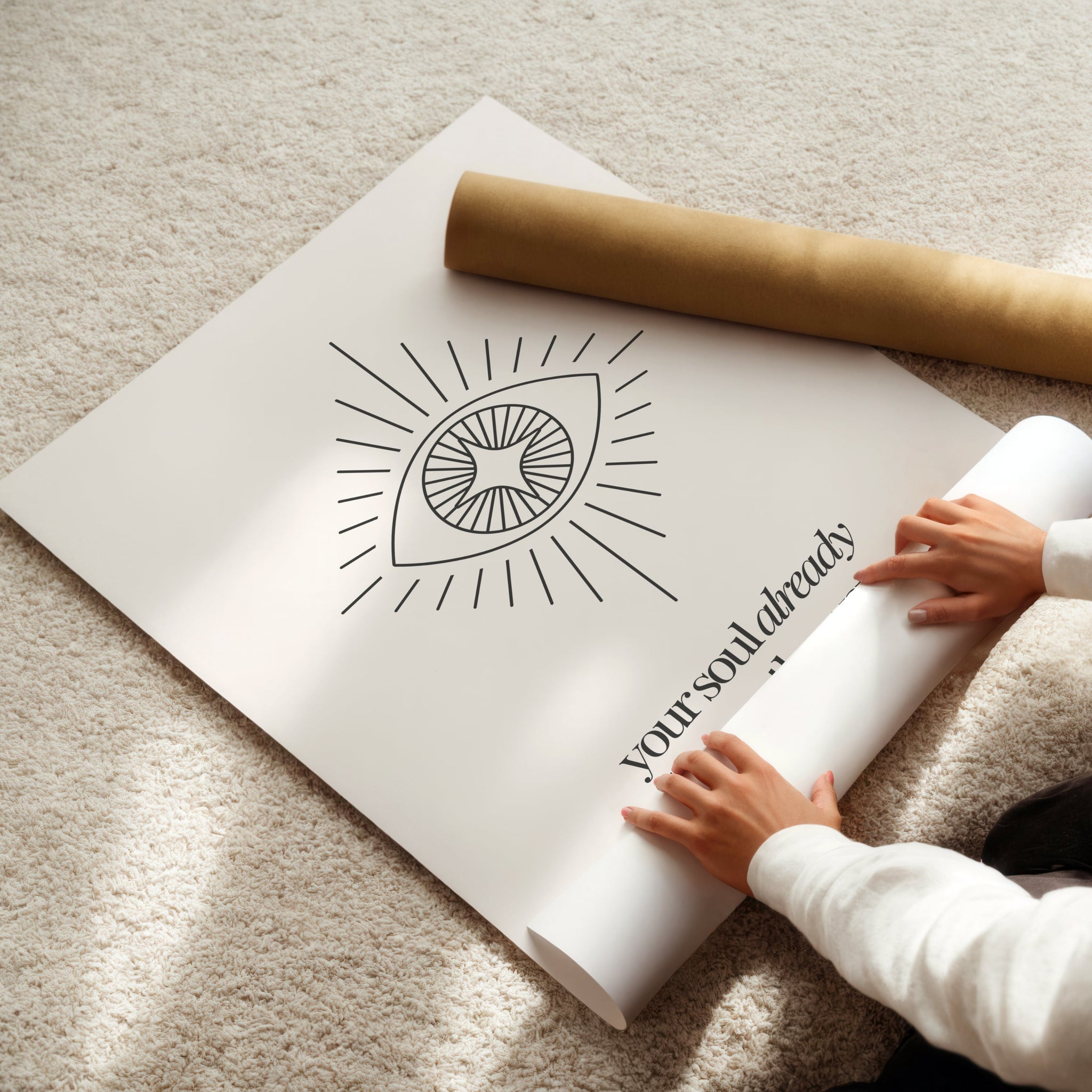 Beige minimalist wall art with black text quote “Your soul already knows the way.”