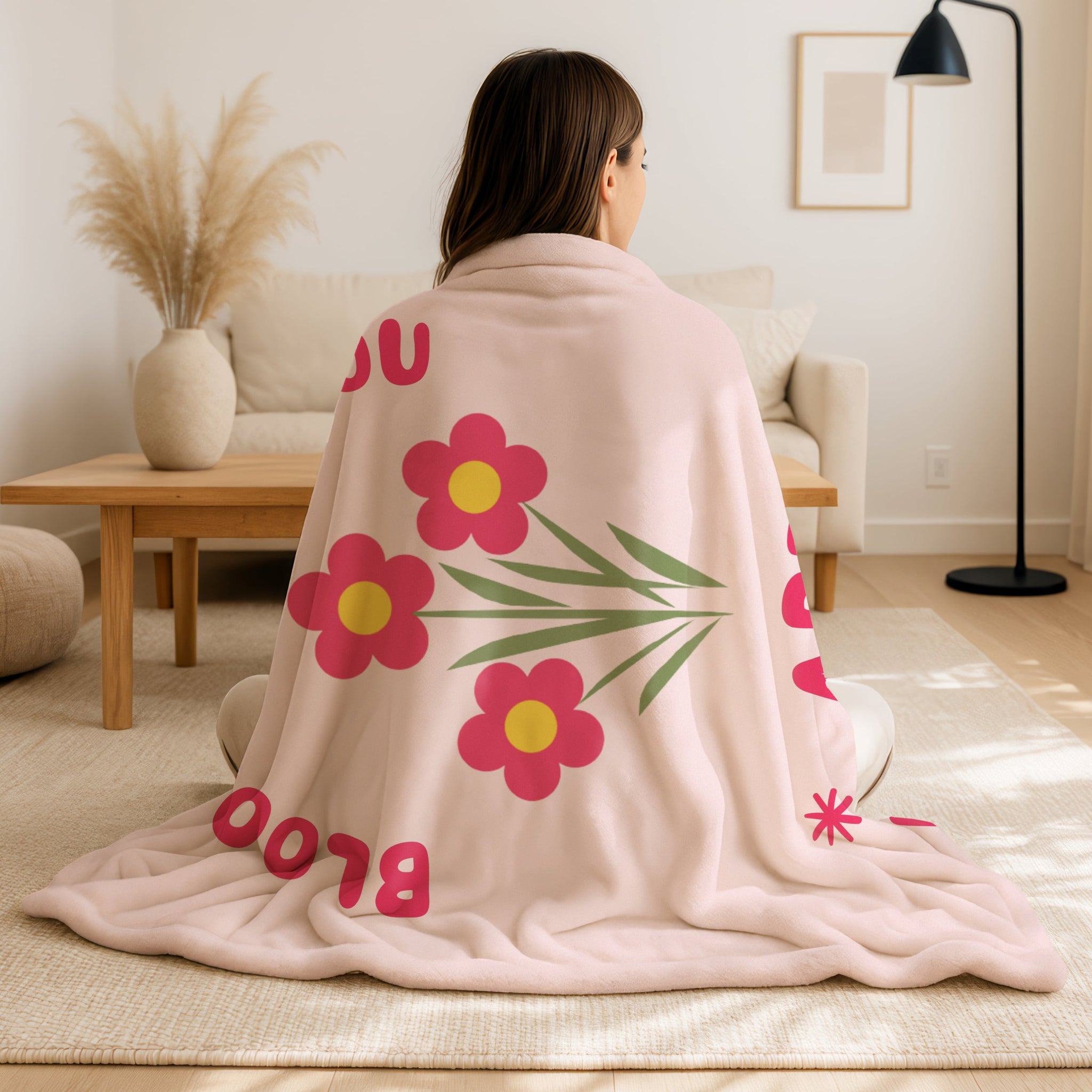 Floral pink blanket with uplifting Christian message, perfect for encouragement gifts