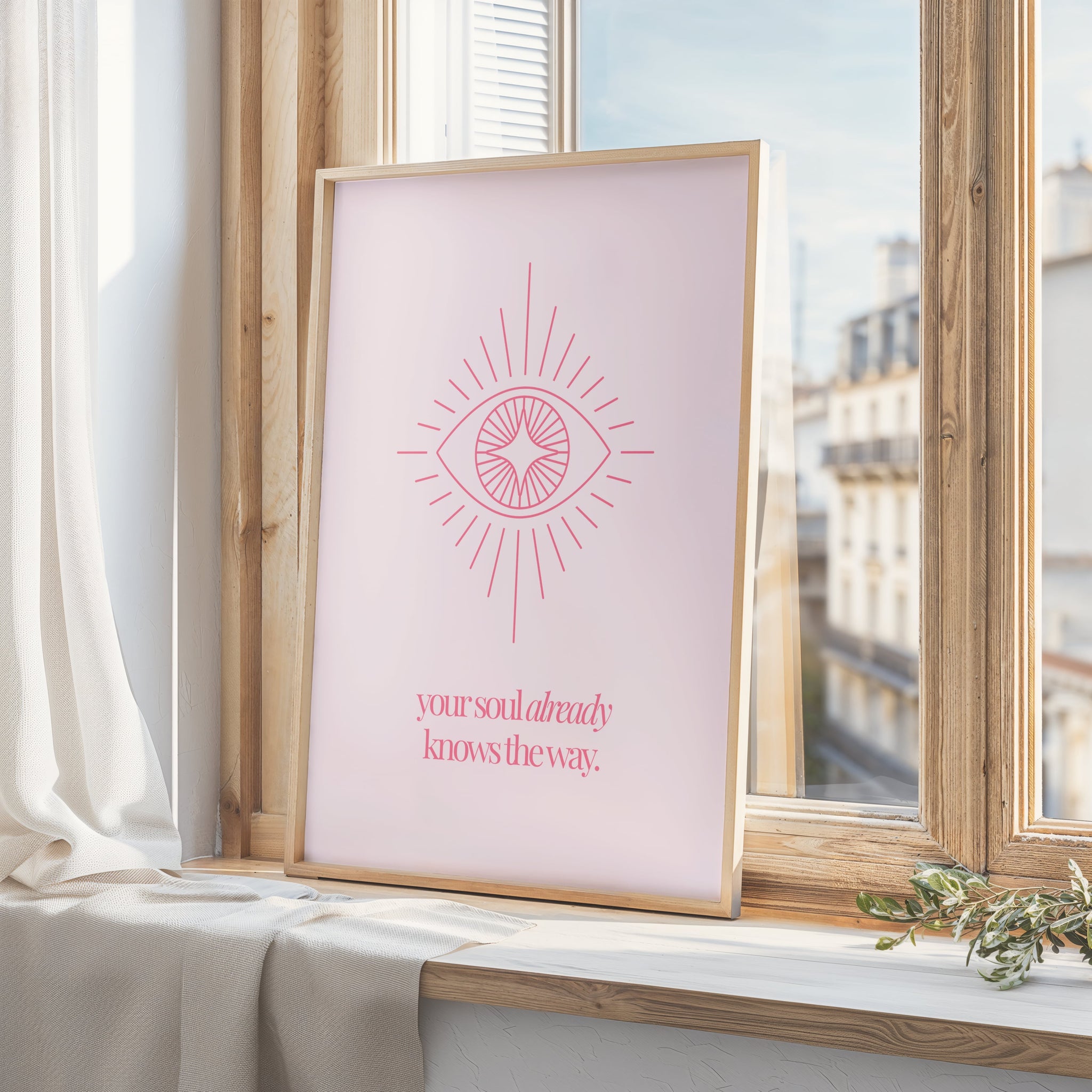 Pink inspirational quote print for mindfulness, faith, and everyday encouragement.