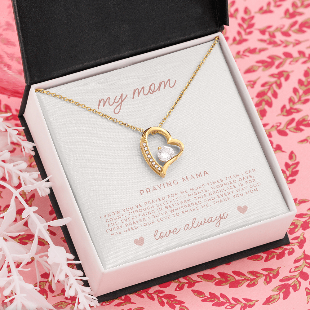 gold heart necklace gift for mom with christian message card inside her her