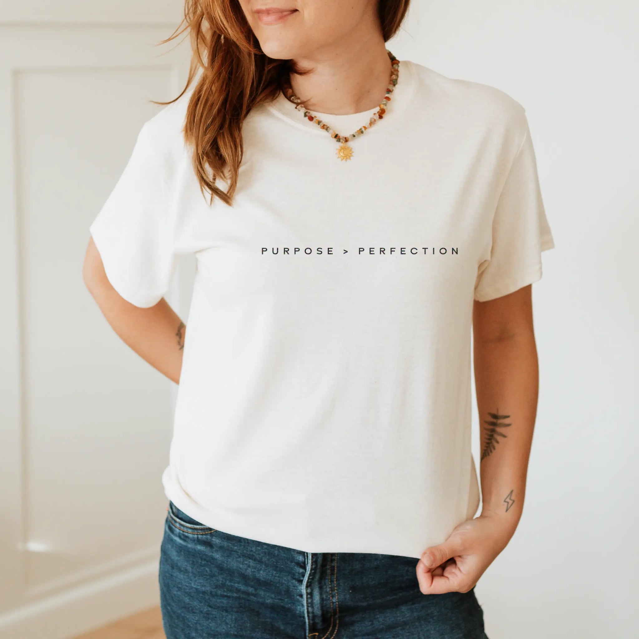 Soft ivory Christian tee for women with 