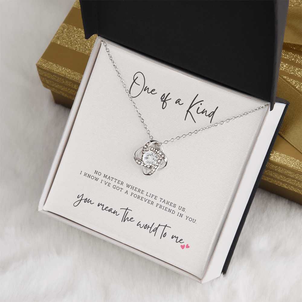 Beautiful knotted necklace with heartfelt message card for your BFF