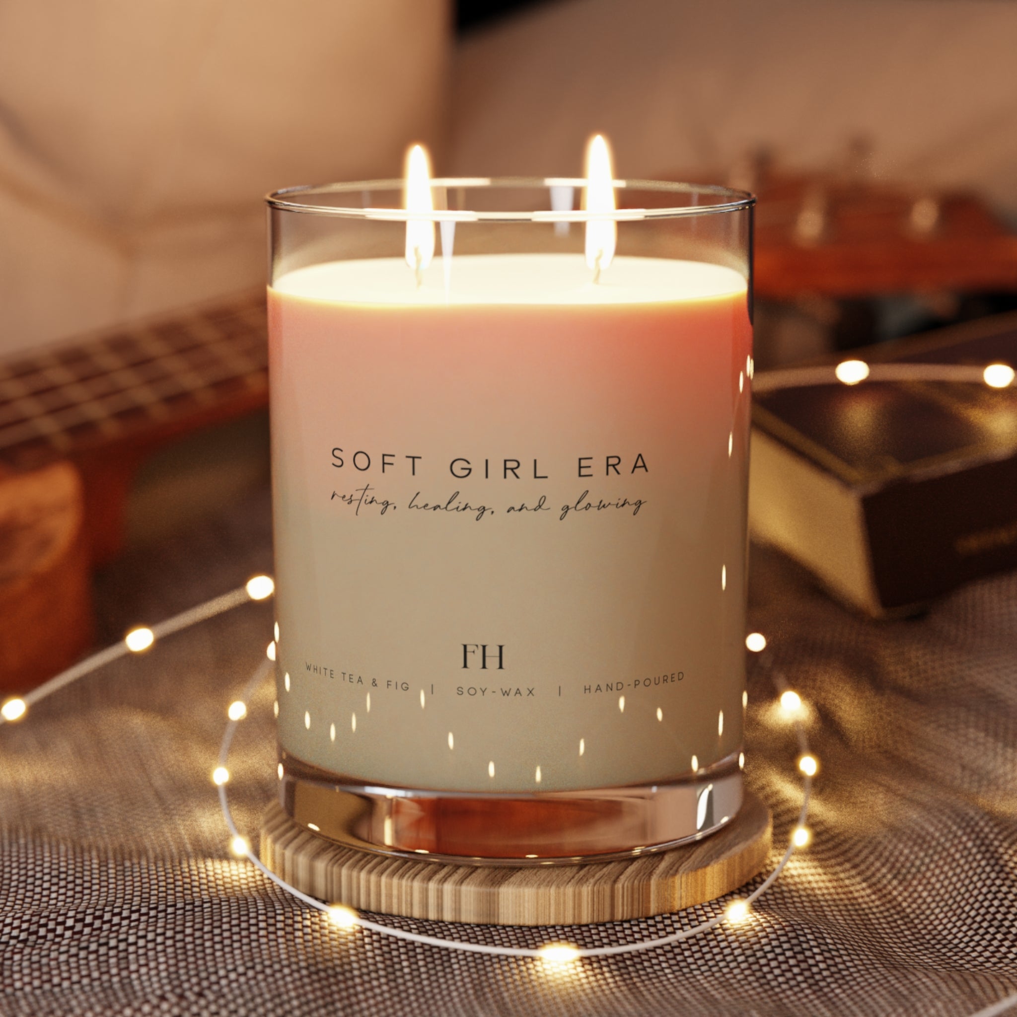 Intentional living soy wax candle from the Soft Life Club a handmade faith product for prayer time or quiet evenings.