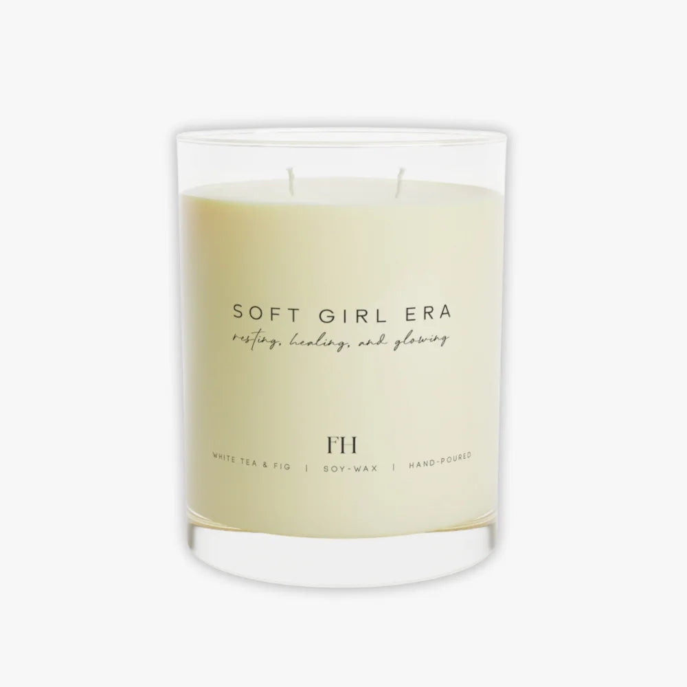 Vegan soy candle for Christian self care and rest, a thoughtful faith-based gift for women of faith and prayer journal lovers.