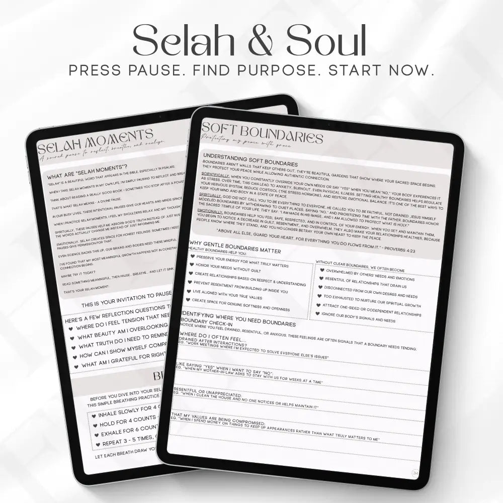 Faith-based wellness journal download designed for spiritual self-care and purposeful rest.