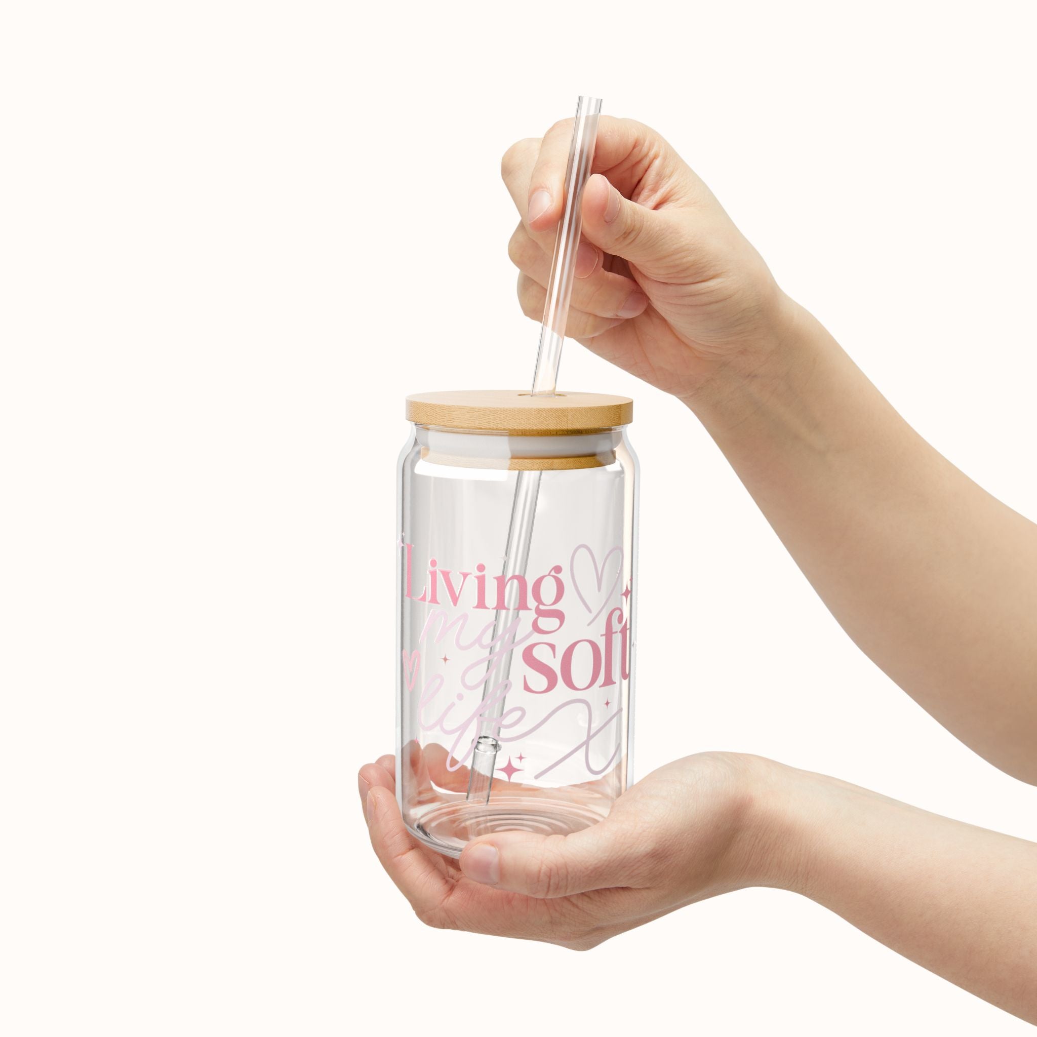 16oz clear sipper glass featuring 