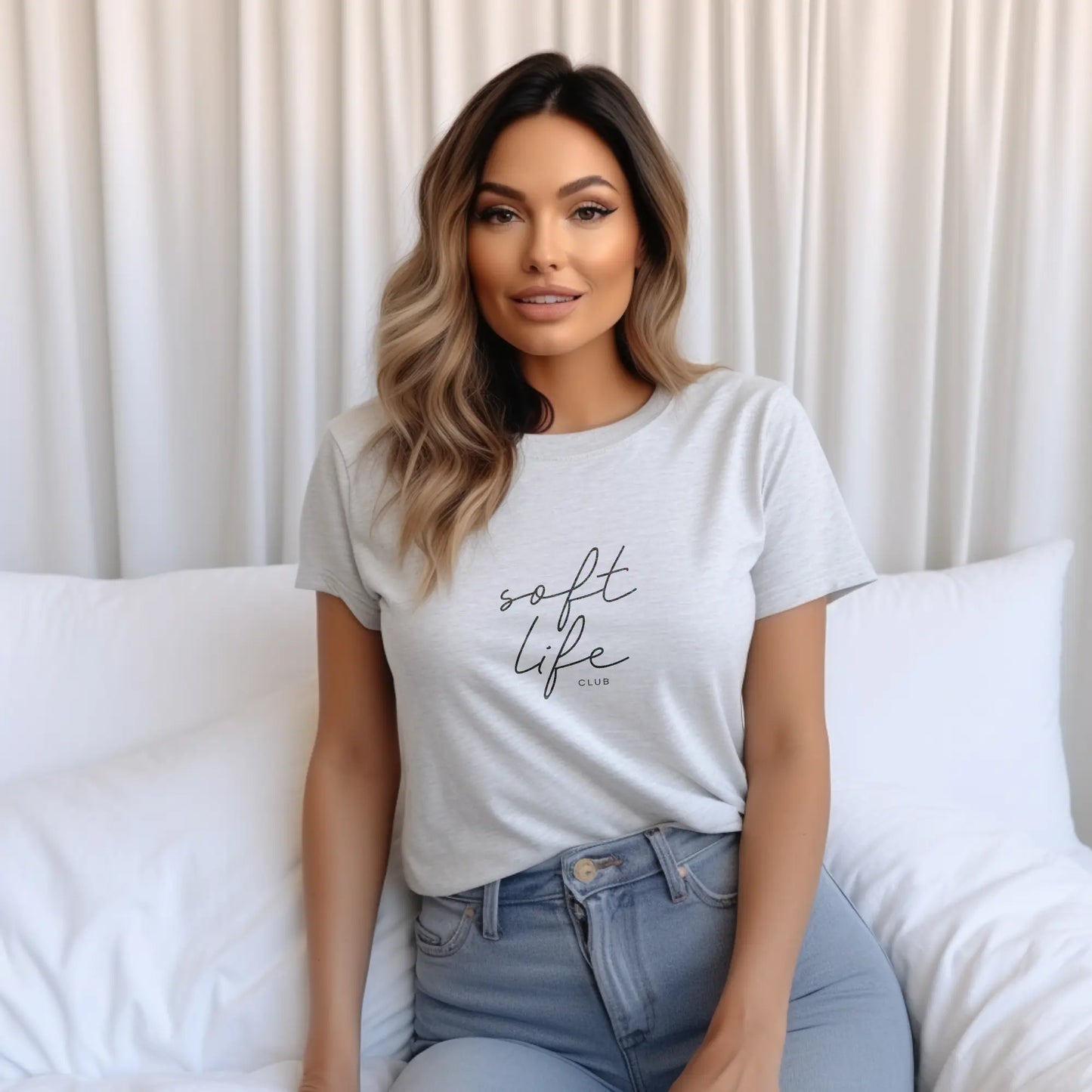 Soft Life Club t-shirt in ash grey for women of faith and gentle living apparel