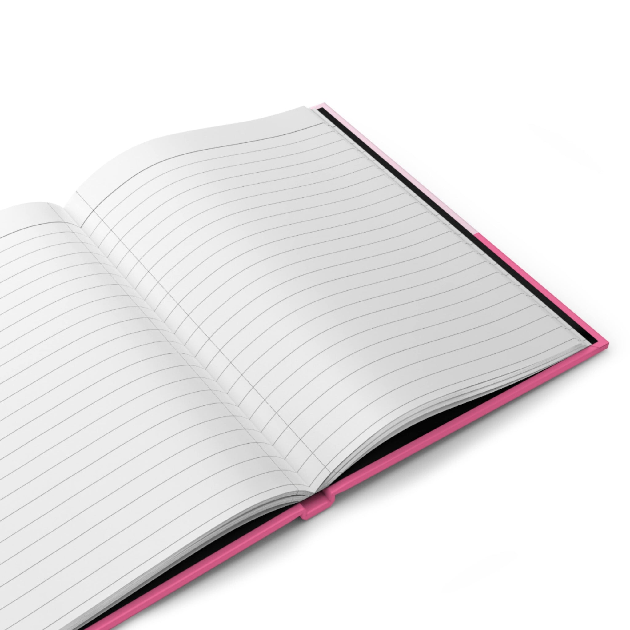 Open notebook with pink binding on a white background