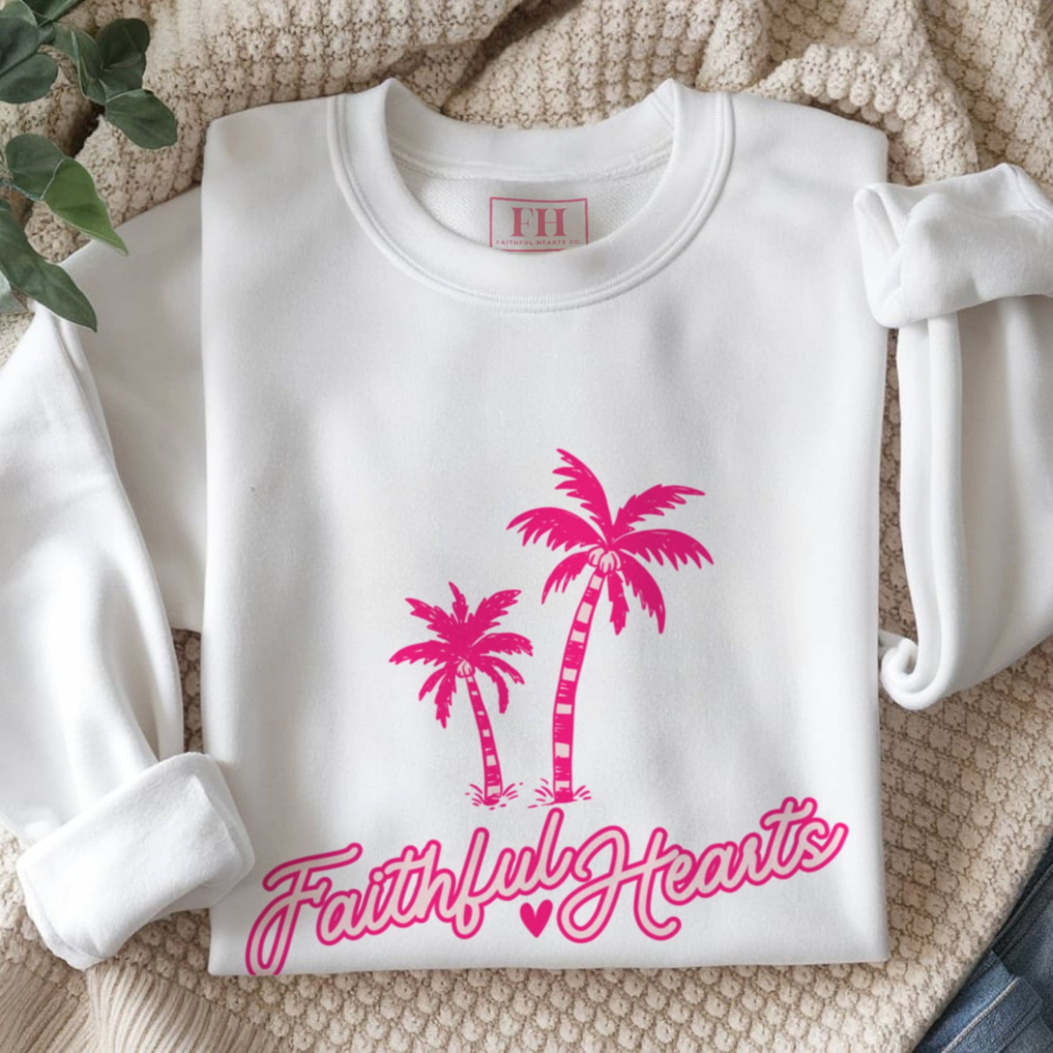 Faithful Hearts branded white crewneck sweatshirt, womens faith brand